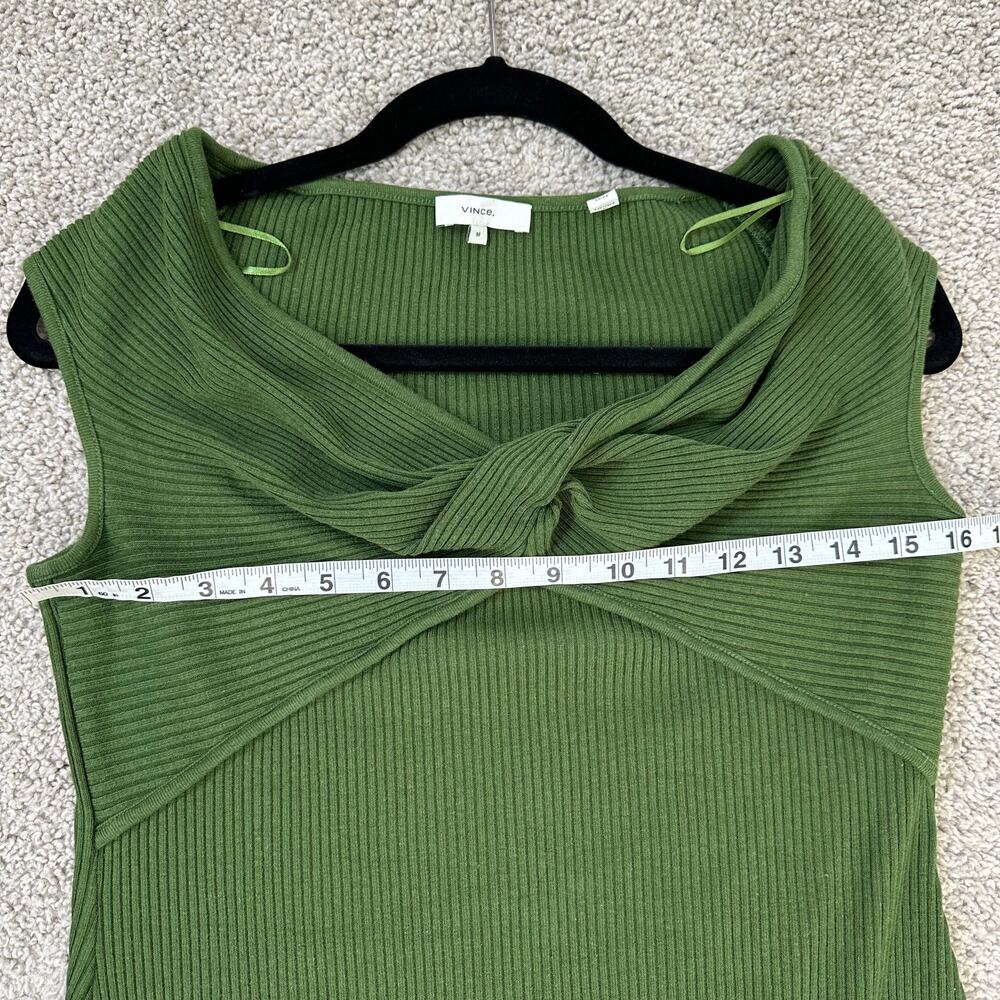 Vince  Ribbed Twist Dress In Dark Herb Green - Picture 9 of 12